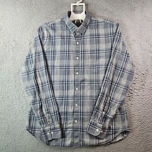 Bonobos‎ Shirt Men Large Slim Fit Button Up Long Sleeve Blue Gray Plaid